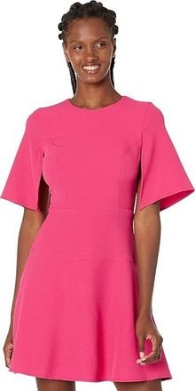 Vince Camuto Split Flutter Sleeve Fit-and-Flare Womens Clothing Pink : 14, Spandex/Polyester