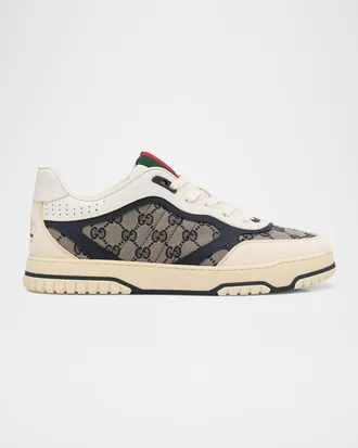 Gucci Men & apos;s Re-Web GG Supreme Canvas and Leather Sneakers