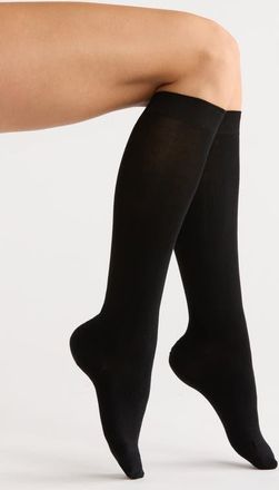 Nordstrom Assorted 2-Pack Everyday Flat Knit Knee High Socks in Black at Nordstrom, Size 9-11