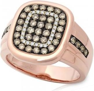 Allurez 1.17ct 14k Rose Gold White & Champagne Diamond Mens Ring