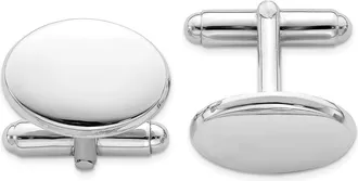 Diamond2Deal Sterling Silver Rhodium Plated Oval Cuff Links
