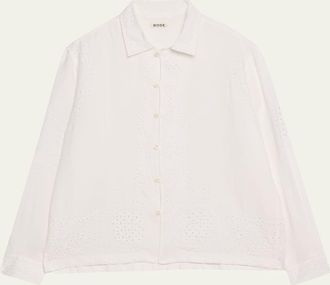 Bode Belvoir Lace Linen Shirt