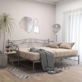 Berkfield Home Pull-out Sofa Bed Frame Grey Metal 90x200 cm