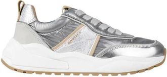 Alexander Smith Blaze Donna in nylon en zilver laminaat met beige details - Dames - Sneakers - Grijs - 40 EU - Nylon - Schoenen