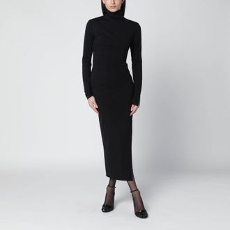 The Attico Black turtleneck dress with zip detail