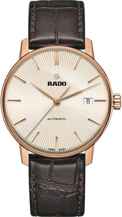 Rado Coupole Classic Automatic Leather Strap Watch, 38mm in Grey/Brown/Gunmetal at Nordstrom