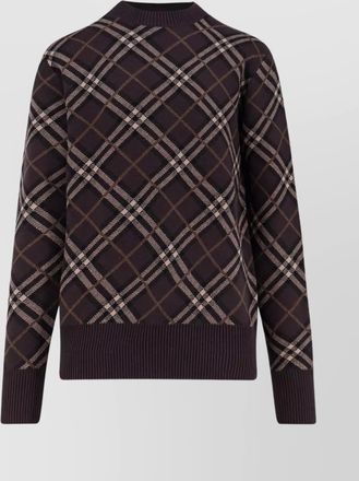 Burberry check pattern cashmere wool crew-neck sweater