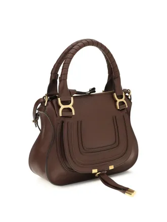 Chlo&eacute; Womens Marcie Handbag Crafty Brown Calf Leather Bos Taurus Handbags Hand Bags