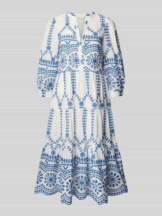 Apricot Tunikakleid mit Volantsaum und Lochstickerei in Hellblau, Gr&ouml;&szlig;e XXL