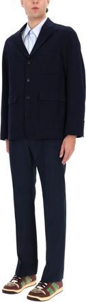 Gucci Mens Single-Breasted Jacket Blue Cotton
