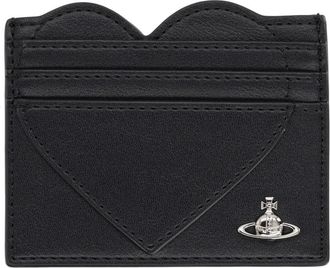 Vivienne Westwood Heart-Embellished Cardholder in Black Polyester