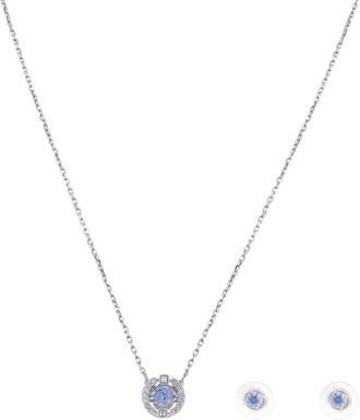 Swarovski Blue Rhodium Plated Sparkling Dance Earring And Necklace Set