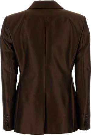 MM Studio Womens Blazer Brown Cotton Silk Blazers