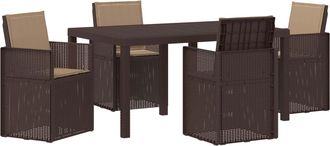 vidaXL Conjunto De Comedor De Jard&iacute;n 5 Uds. Marr&oacute;n Y Topo Pp Vidaxl