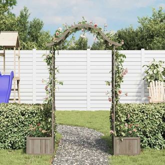 Berkfield Home Beautiful Garden Pergola with Planter Grey Solid Firwood