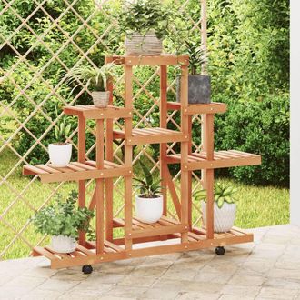 vidaXL Soporte De Flores Con Ruedas Madera Maciza Abeto 110x25x101 Cm Vidaxl