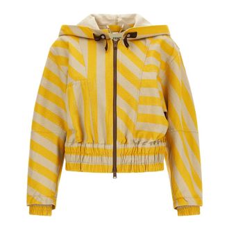 Fendi Bomber Jackets, female, Yellow, Size: 2XS Pequin Denim Jacket