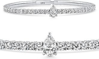 Pompeii3 5 Ct Diamond Bangle Oval Solitaire Flexible Tennis Bracelet 14k Gold Lab Grown