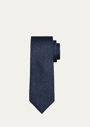 Brioni Mens Herringbone Jacquard Silk Tie
