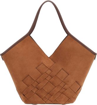 Hereu Brown Coloma Suede Woven Suede Tote Bag