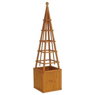 Hhg [nunca Usado] Espaldera Hhg-081, Macetero, Jardinera, Soporte Para Plantas, De Madera, Con Certificaci&oacute;n Mvg, 168 X 40 X 40 Cm, Color Natural