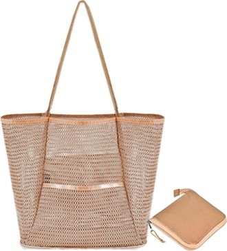 Generic Mesh Beach Bag - Beach Bag, Womens Shoulder Bag, Foldable Beach Toy Bags with High Capacity and Handle, Mesh Beach Bag with Large Capacity for Swimmin
