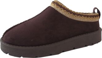 Generic Ladies Cozy Faux Suede Moccasin Slippers Boot Shoes Womens Fleece Lining Aztec Mules Clogs (Chocolate, UK Footwear Size System, Adult, Women, Numeric,