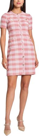 Misook Bold Plaid Tweed Knit Sheath Dress