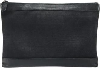 Balenciaga Pre-owned Navy zip pouch - Dames - Vintage Clutch - Zwart - ONE Size - Leer - Vintage