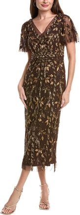 Adrianna Papell Beaded Flutter Sleeve Dress