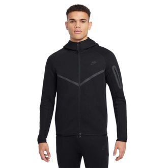 Nike Heren-hoodie met ritssluiting en chevronpatroon (Zwart)
