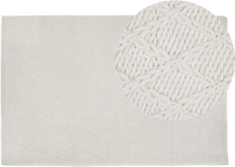 Beliani Beliani - Alfombra de lana blanco crema con viscosa 140 x 200 cm rectangular tejida a mano