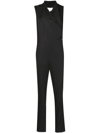 Maison Margiela wrap-style sleeveless jumpsuit - women - Wool/Viscose/Modal/Cupro - 42 - Black