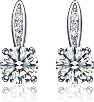Rachel Glauber White Gold Plated with Clear Cubic Zirconia Drop Earrings