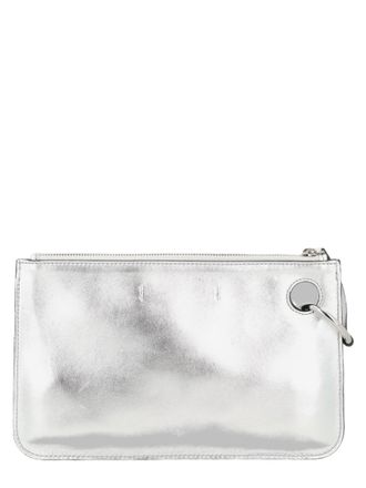 J.W.Anderson Rectangular Metallic Silver Clutch with Eyelet Detail