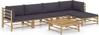 vidaXL Set De Muebles De Jard&iacute;n 6 Piezas Bamb&uacute; Con Cojines Gris Oscuro Vidaxl