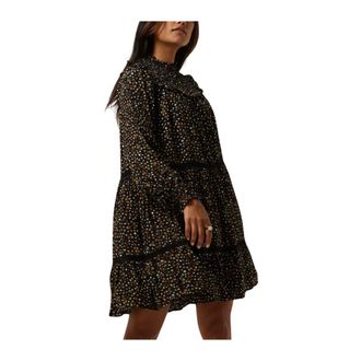 Scotch & Soda Smocked Tiered Lange Mouwen Jurk - Dames - Korte kleedjes - Veelkleurig - M - Kleedjes