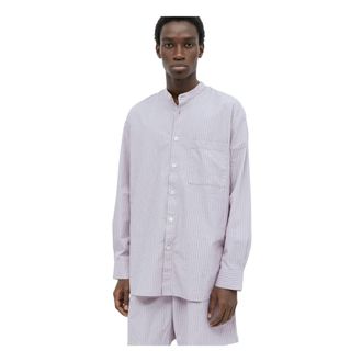 Tekla Band Collar Shirt - Heren - Casual Overhemden - Paars - XS - Katoen - Overhemden