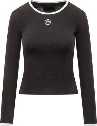 Marine Serre moon-logo long-sleeve T-shirt - Black