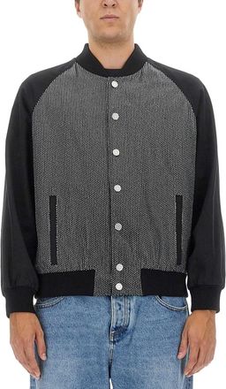 Balmain Mens Bomber Jacket With Logo - Black Cotton - Size EU 50 (Mens)