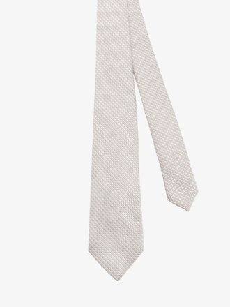 Kiton Micro-Pattern Silk Necktie - Beige