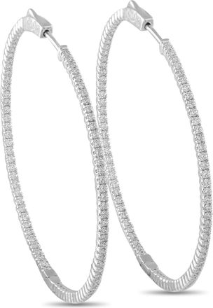 Luxury Bazaar 14K White Gold 1.78ct Diamond Inside-Out Hoop Earrings MF16-111825