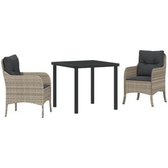vidaXL Conjunto De Comedor De Jard&iacute;n 3 Pcs Gris Claro Polirat&aacute;n Vidaxl