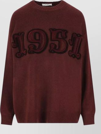 Max Mara cashmere wool embroidered ribbed crewneck jumper