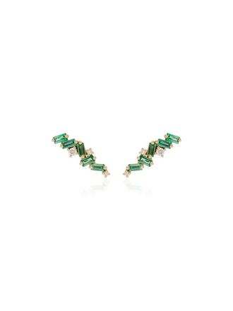 Suzanne Kalan Orecchini a bottone in oro 18kt con diamanti - Verde