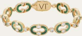 Viltier Magnetic Enchaine Malachite Bracelet in 18K Yellow Gold and Diamonds