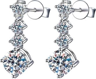 House of Frosted Moissanite Drop Earrings in White Gold at Nordstrom Rack