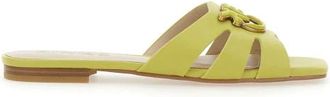 Pinko Limoenleren Sandalen met Uitsnijddetail - Dames - Sandalen - Geel - 37 EU - Schoenen