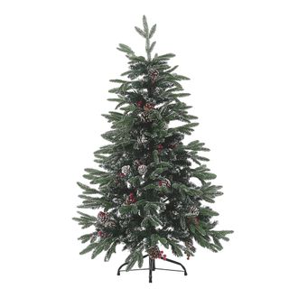Beliani Beliani - Rbol De Navidad Verde Pvc Base De Metal 120 Cm Efecto Nieve Con Pi&ntilde;as Bayas De Acebo Tradicional