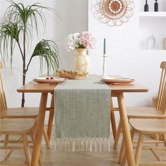 No Brand Camino De Mesa R&uacute;stico Estilo Yute - 33x143cm - Una Sola Capa Lisa Hecha A Mano De Algod&oacute;n Sint&eacute;tico Y Lino - Bander&iacute;n Para Zapatero - Para Fiestas Y 